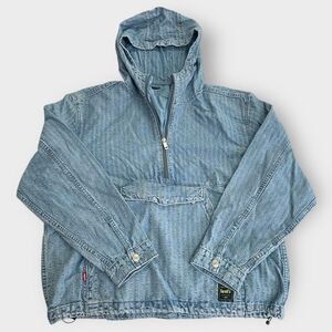 Levis Sutro "In The Sky" Seersucker Striped Denim Hooded Anorak Mens size S New